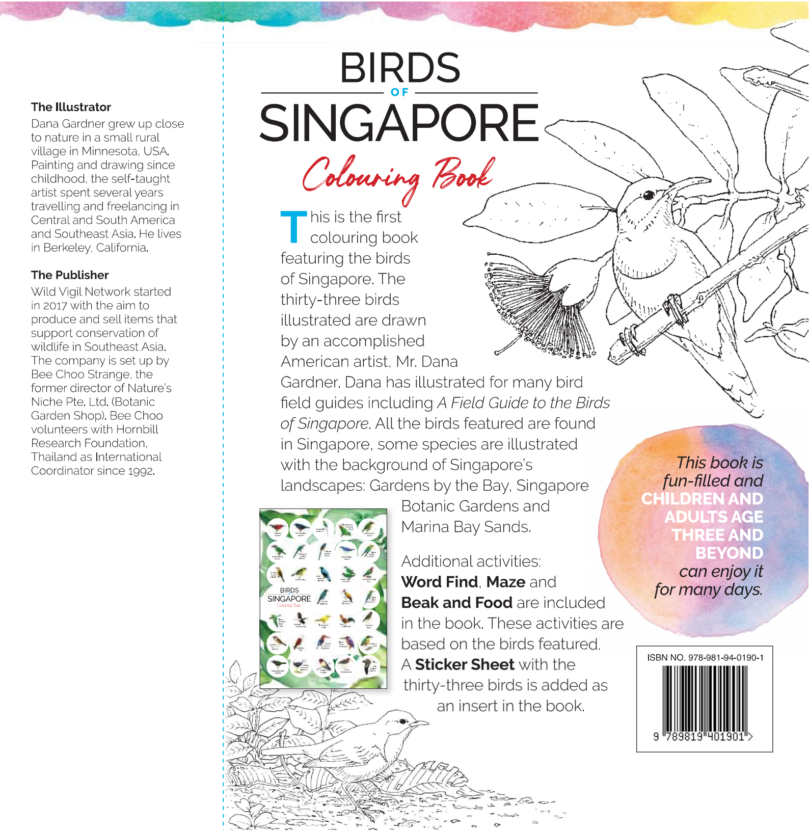 Birds of Singapore Colouring Book — back cover