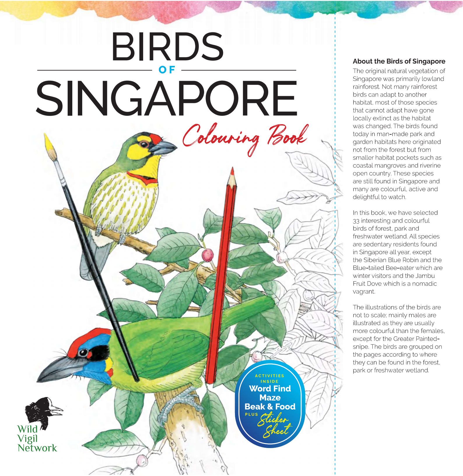 Birds of Singapore Colouring Book — front cover